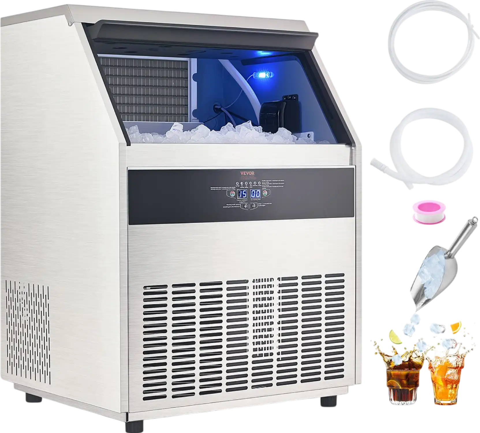 Vevor Commercial Ice Maker Freestanding Cabinet 360Lbs/Day with 88 Lbs Storage New