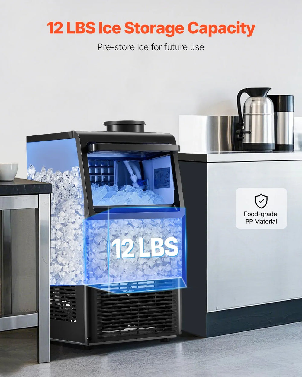 Vevor Commercial Ice Maker 70 Lbs/24H 36 Cubes Freestanding with Self-Cleaning New