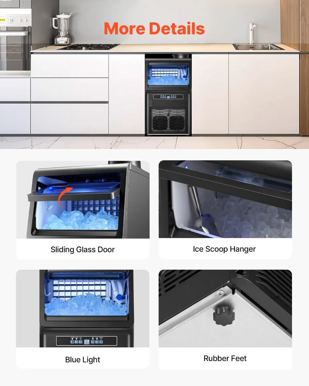 Vevor Commercial Ice Maker 70 Lbs/24H 36 Cubes Freestanding with Self-Cleaning New