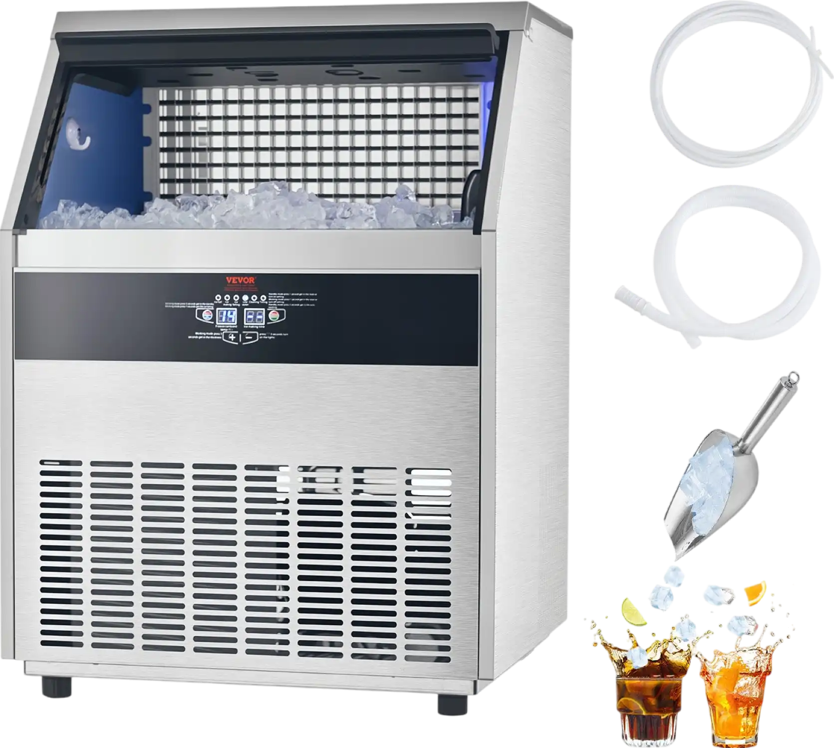 Vevor Commercial Ice Maker Freestanding Cabinet 440Lbs/24Hr with 88 Lbs Storage New