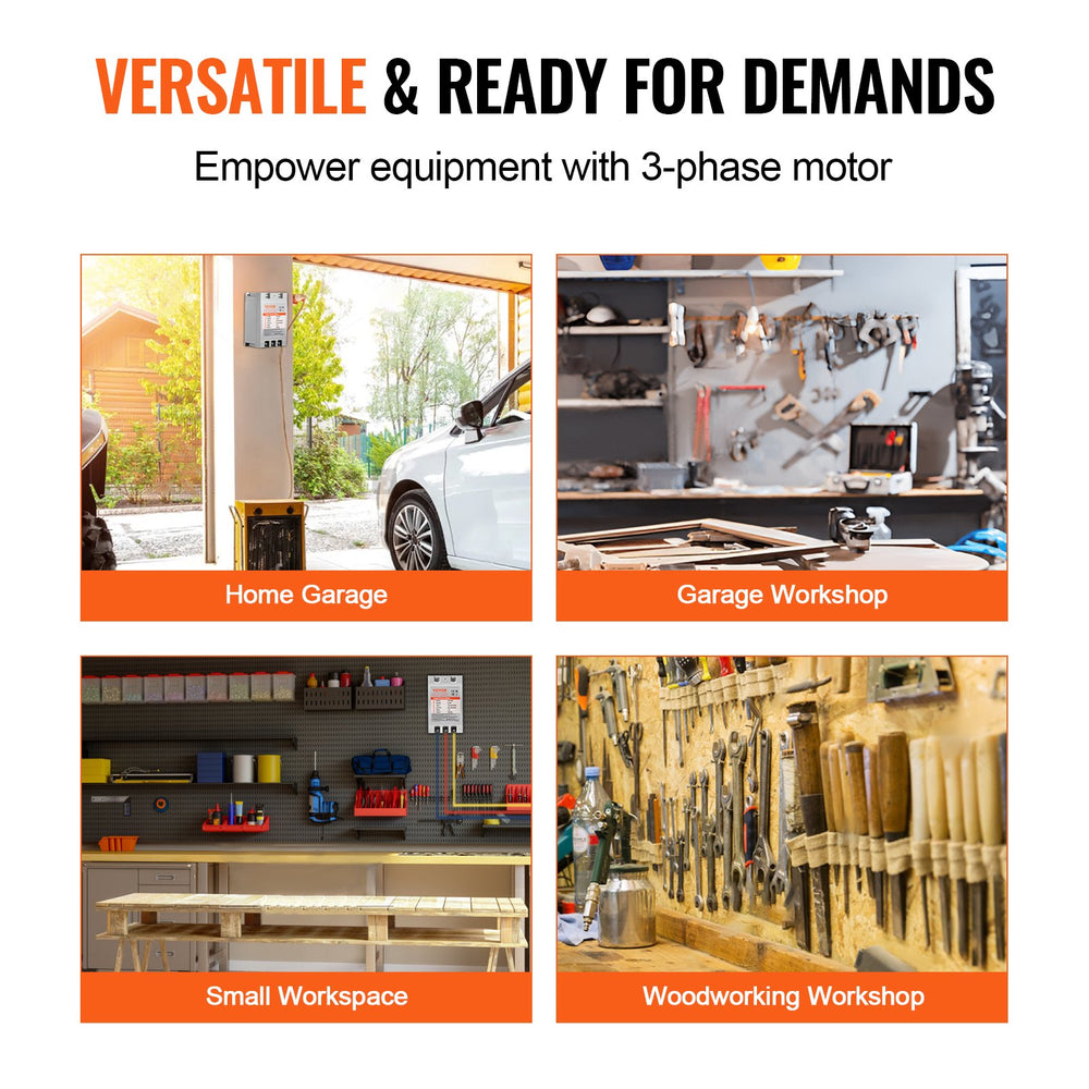 Vevor Digital Phase Converter Single to 3-Phase 10HP 30A 220V New