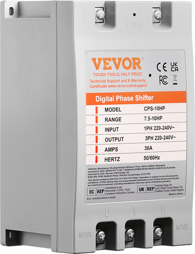Vevor Digital Phase Converter Single to 3-Phase 10HP 30A 220V New