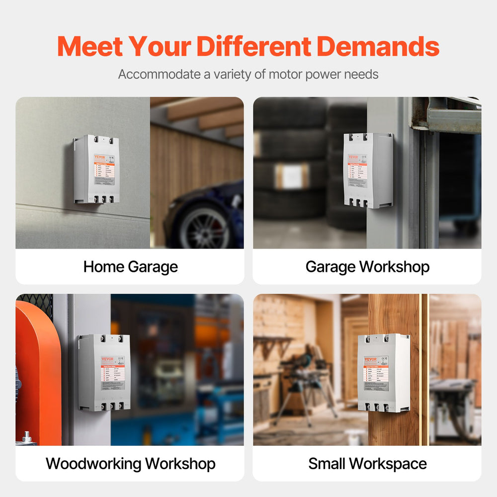 Vevor Digital Phase Converter Single to 3-Phase 15HP 53A 220V New