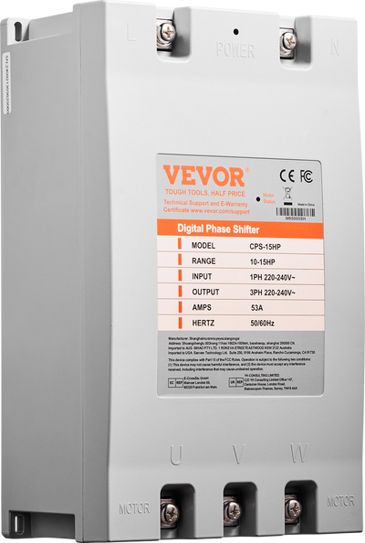Vevor Digital Phase Converter Single to 3-Phase 15HP 53A 220V New