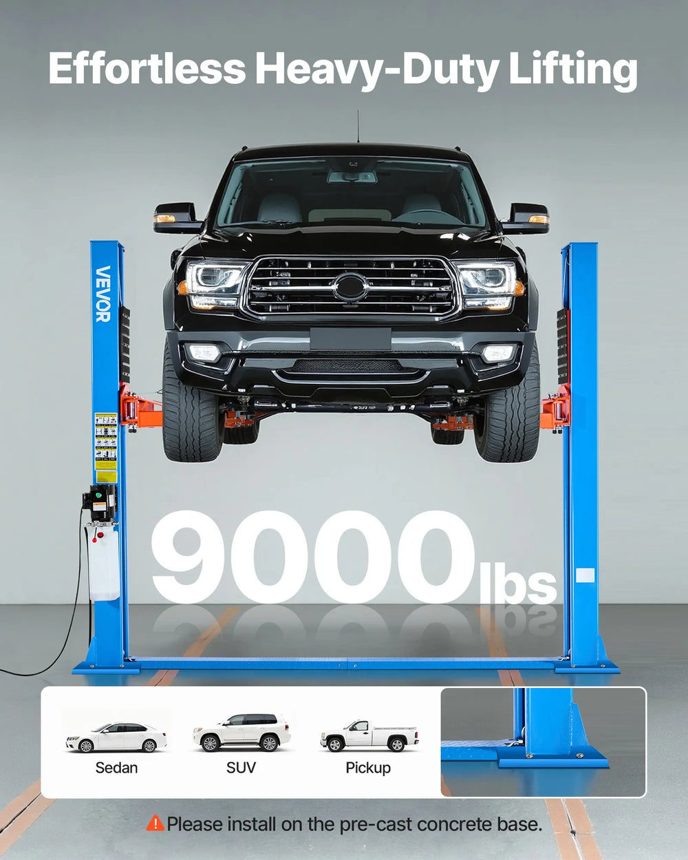 Vevor Car Lift Two Post 9,000 lbs Capacity 74.8" Height Automotive Hoist New