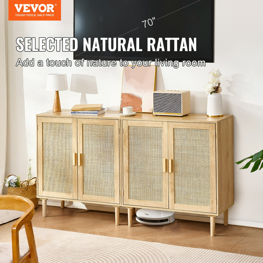 Vevor Rattan Cabinet 31.5" with Magnetic Doors and Adjustable Shelves Set of 2 New