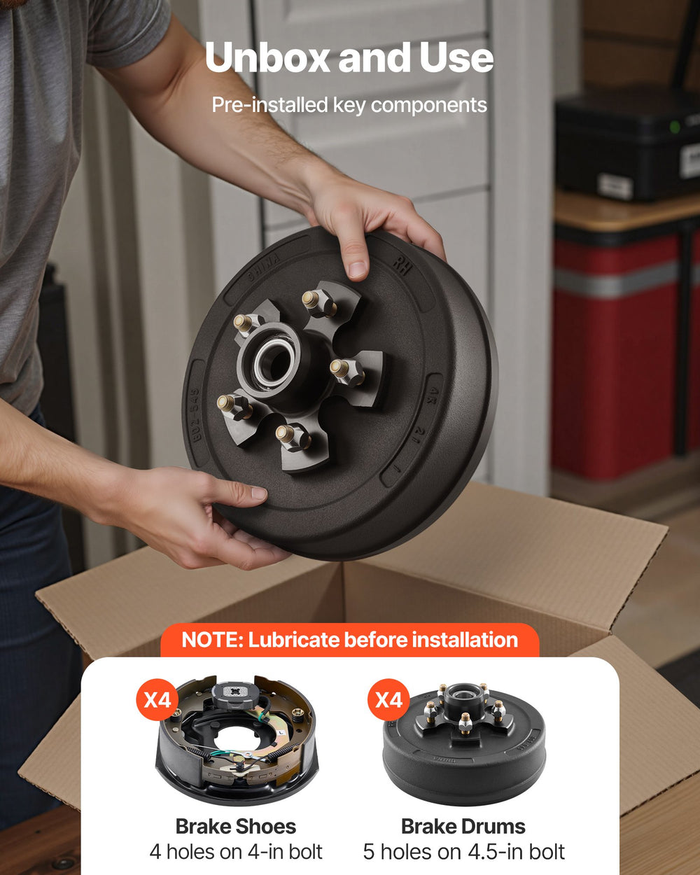 Vevor Electric Trailer Brake Assembly 10" x 2.25" Self-Adjusting Kit 3500 Lbs. Set of 4 New