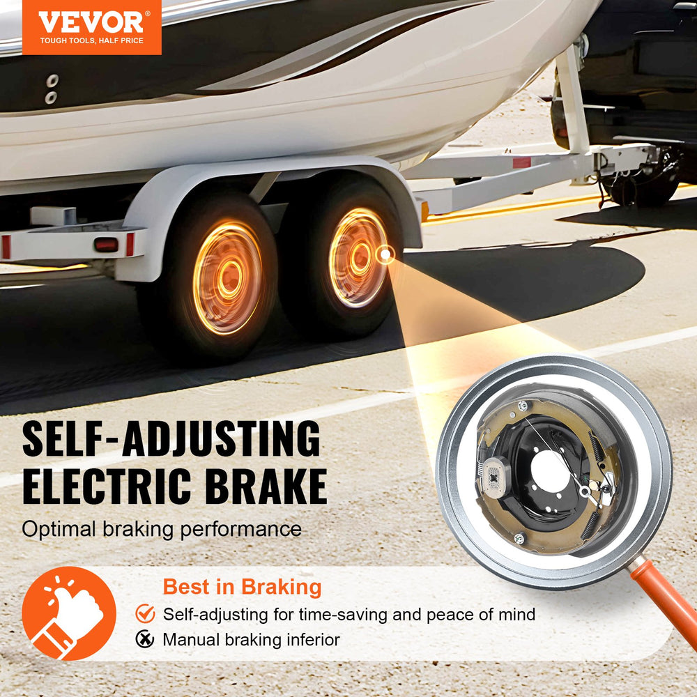 Vevor Electric Trailer Brake Assembly 12" x 2" Self-Adjusting Kit for 7000 Lbs. Axle 2 Pairs New