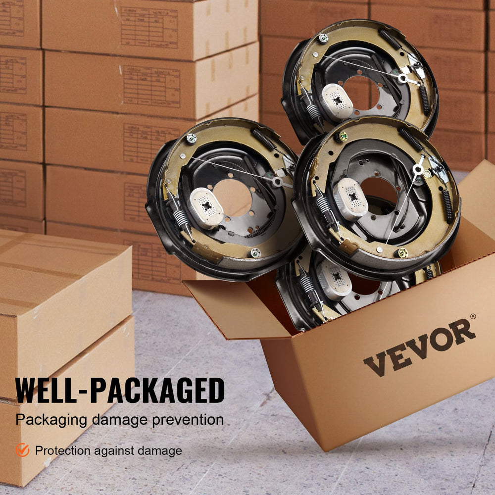 Vevor Electric Trailer Brake Assembly 12" x 2" Self-Adjusting Kit for 7000 Lbs. Axle 2 Pairs New