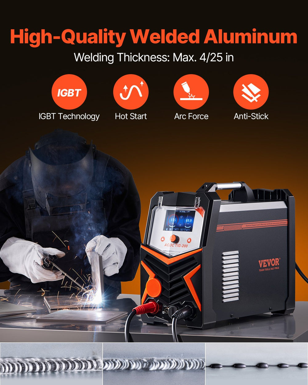 Vevor TIG Welder 6-in-1 AC/DC Welding Machine Pulse Spot MMA Stick New