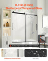 Vevor Bathtub Shower Door 56-60" x 60" Frameless Sliding 8mm Tempered Glass New
