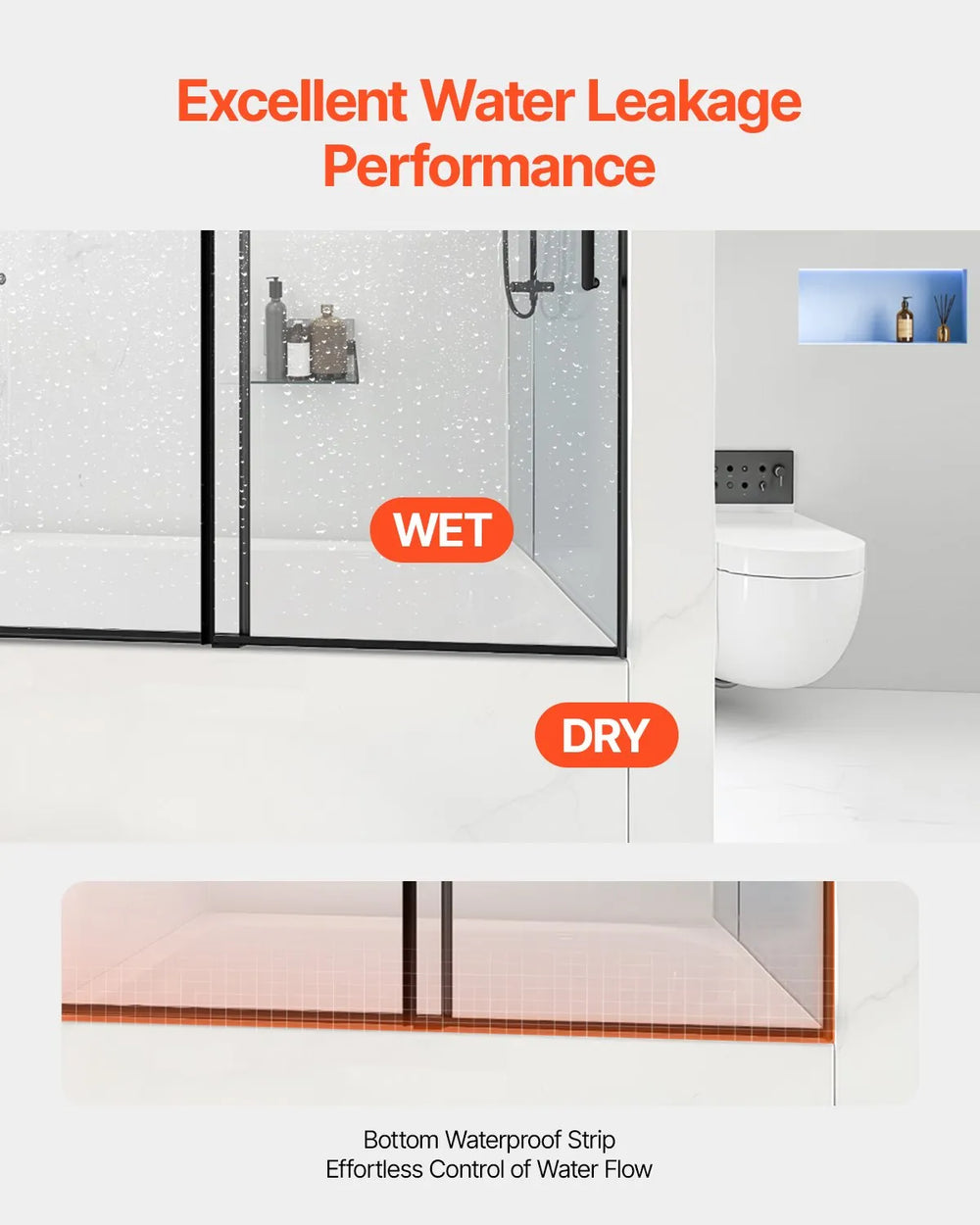 Vevor Bathtub Shower Door 56-60" x 60" Frameless Sliding 8mm Tempered Glass New