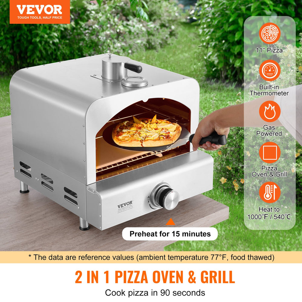 Vevor Outdoor Pizza Oven & Grill 11" Portable Gas Powered Stainless Steel New