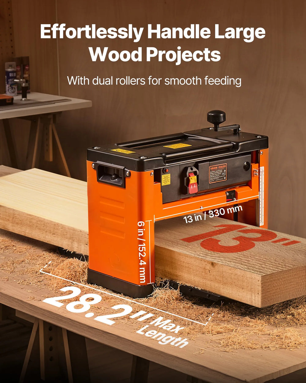 Vevor Wood Thickness Planer 13" Worktable with Spiral-Style Cutterhead 23500 RPM 2000W New