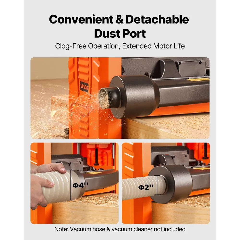 Vevor Thickness Planer Two-Blade 13 in. Width Dual Rollers Single Speed 23,500 RPM 1800W New
