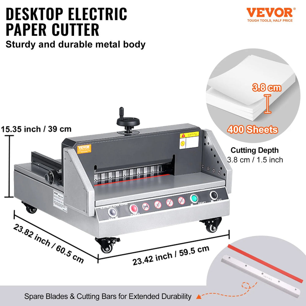 Vevor Electric Paper Cutter 13" Cutting Width 1.57" Thickness with Button Control New