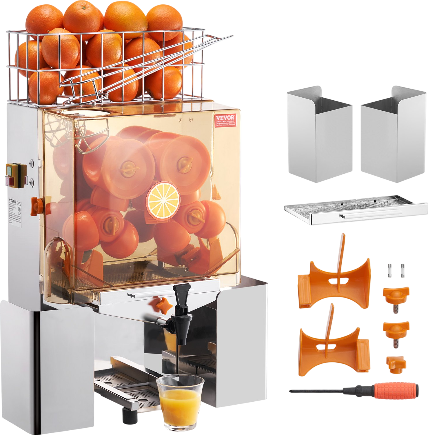 Vevor Commercial Orange Juicer 120W Stainless Steel Auto Feed 20 Oranges Per Minute New