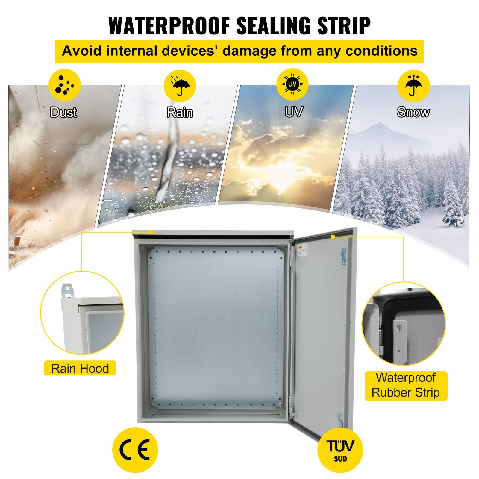24x24x8 Inch Waterproof Electrical Enclosure Box - NEMA 4X, Lockable, For Outdoor/Indoor Use