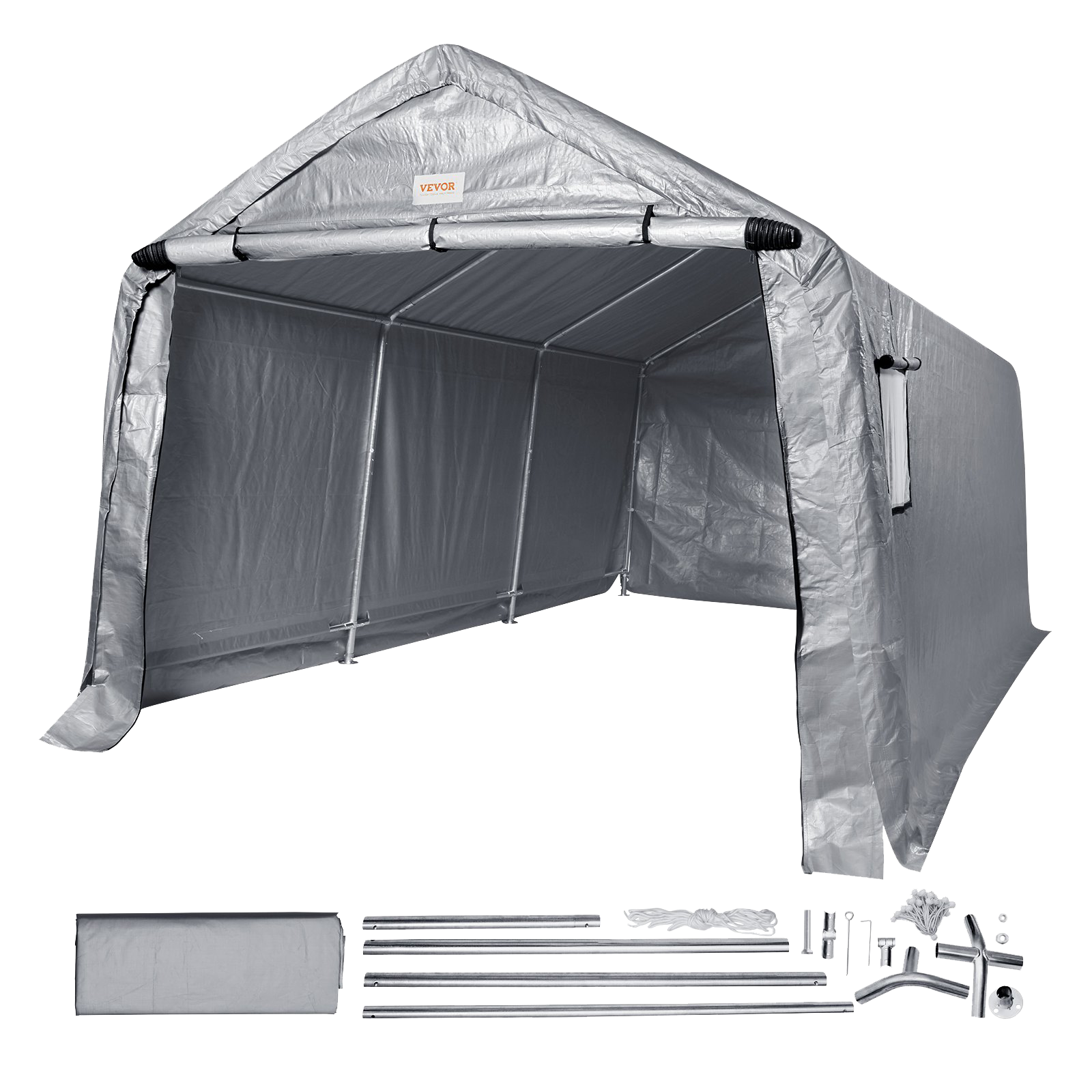 Vevor Outdoor Storage Shelter 10' x 15' x 8' Portable Shed Roll-Up Zipper Door Ventilated Windows New