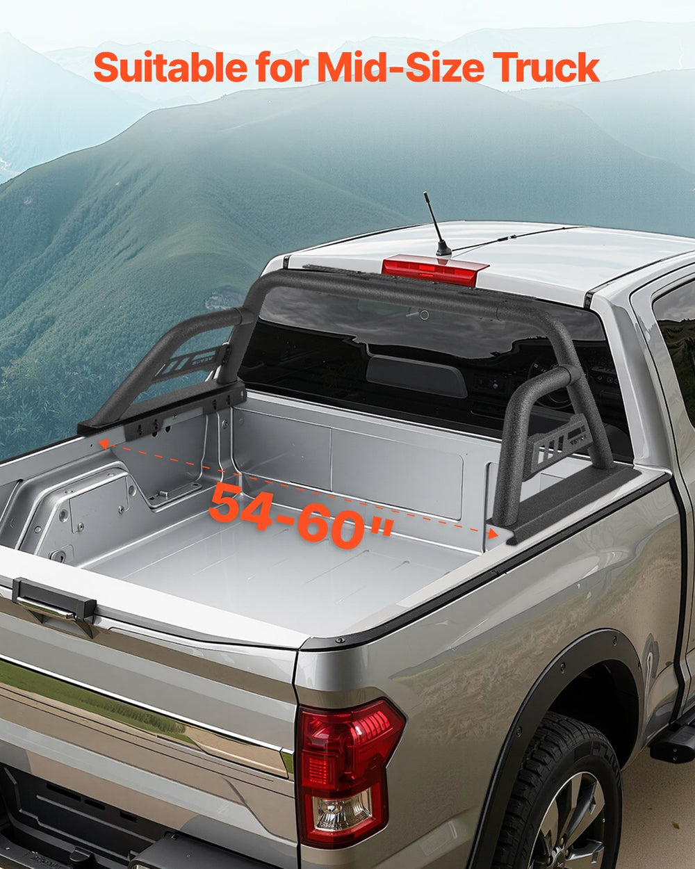 Vevor Truck Bed Roll Bar Universal Chase Rack for Mid-Size Pickup Carbon Steel New