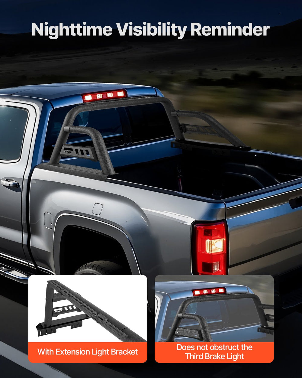 Vevor Truck Bed Roll Bar Universal Chase Rack for Mid-Size Pickup Carbon Steel New