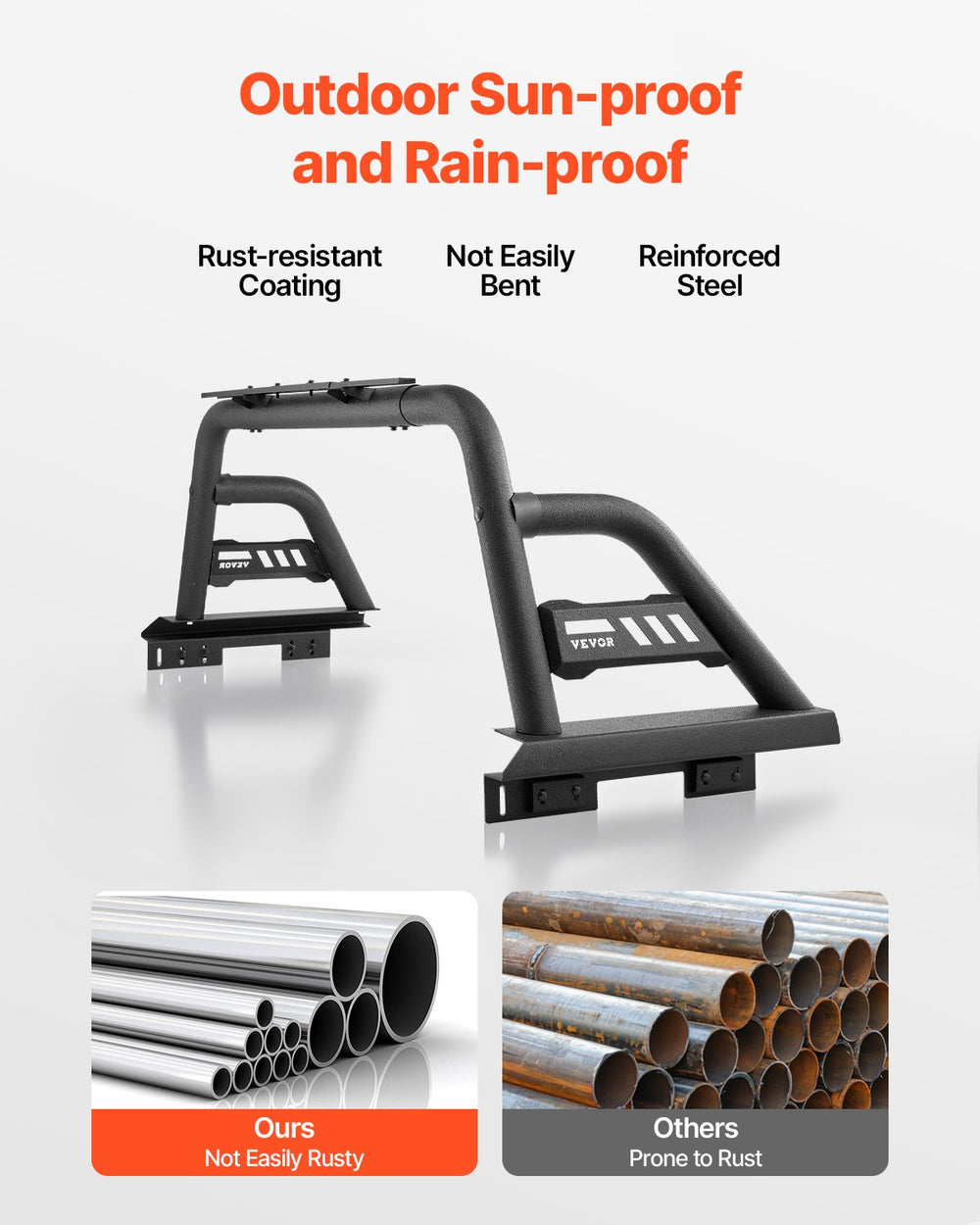 Vevor Truck Bed Roll Bar Universal Chase Rack for Full Size Pickup Carbon Steel New