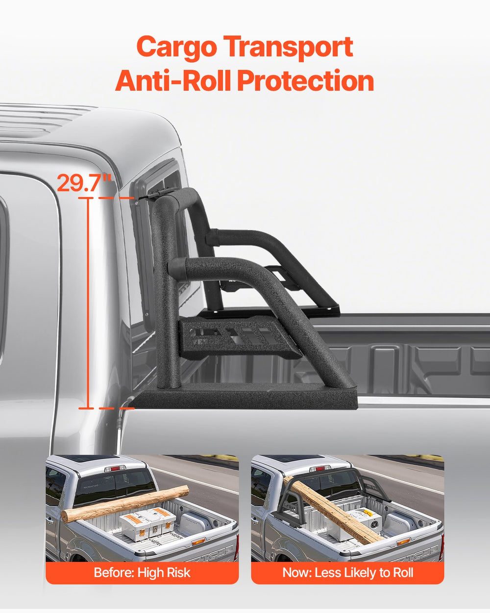 Vevor Truck Bed Roll Bar Universal Chase Rack for Full Size Pickup Carbon Steel New