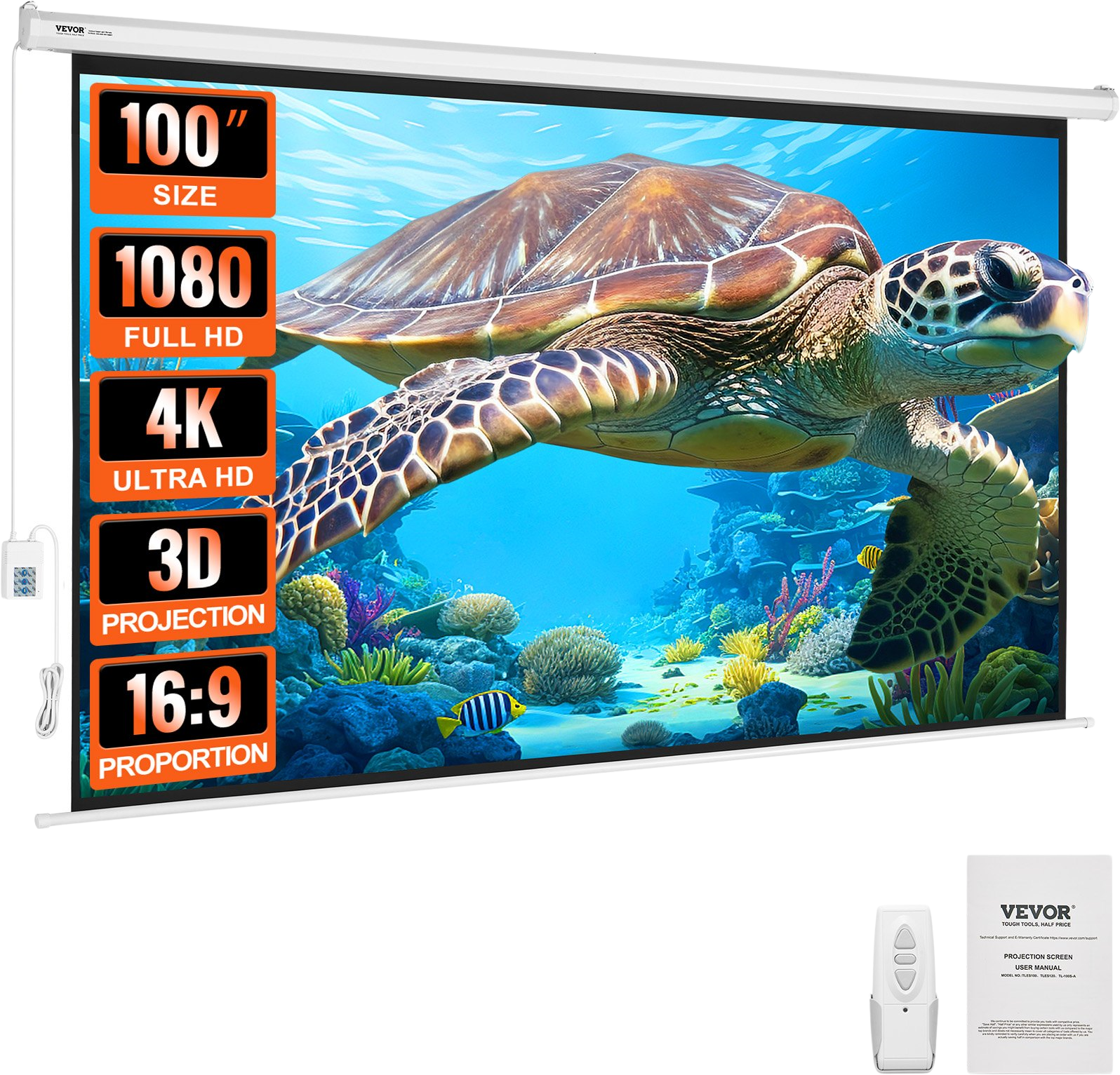 Vevor Motorized Projector Screen 100