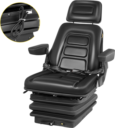 Vevor Suspension Seat for Forklift & Tractor Adjustable Backrest Headrest Armrest New
