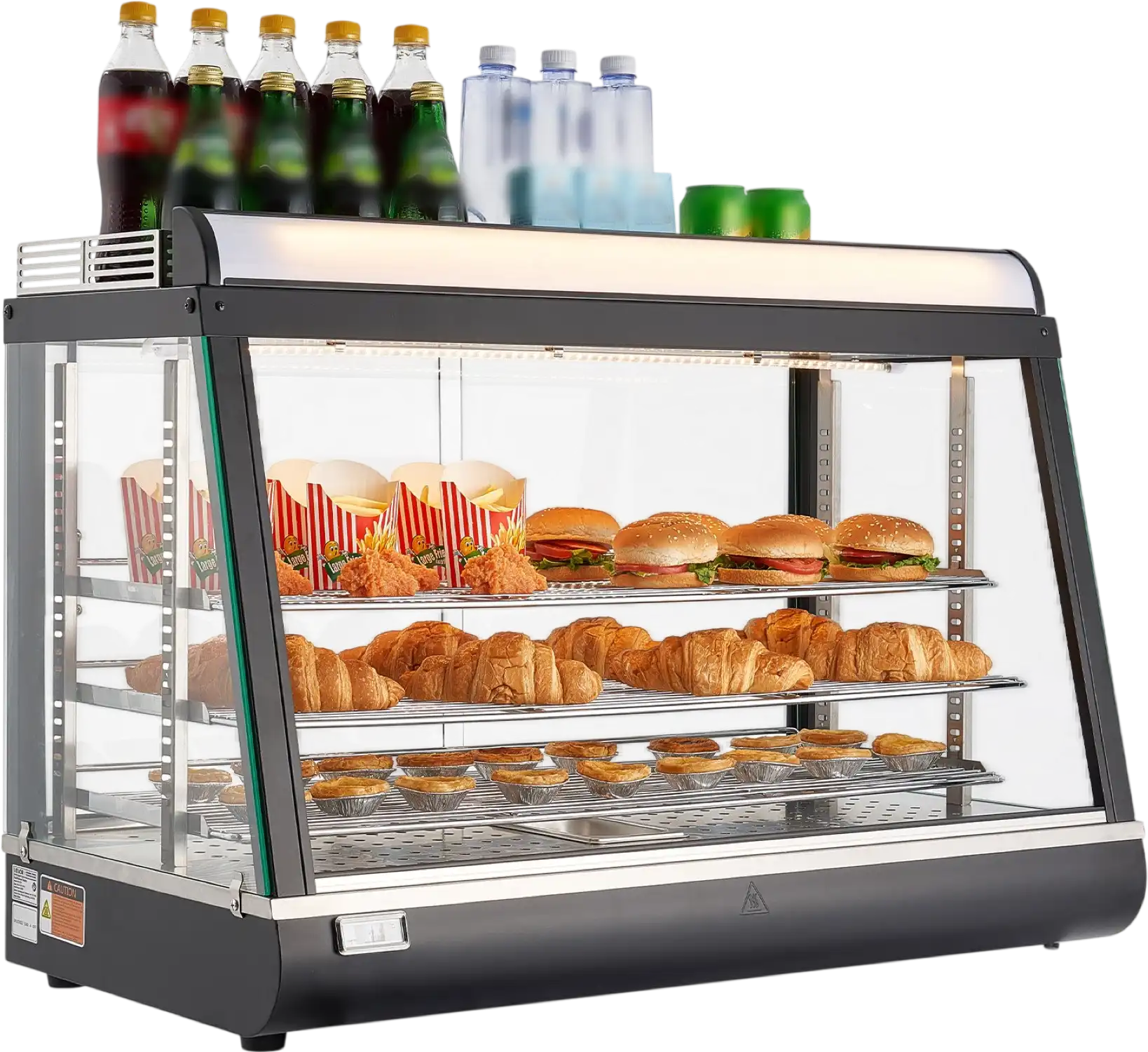 Vevor Commercial Food Warmer 3-Tier Display with LED Light Adjustable Shelves 1400W New