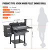 Vevor Portable Wood Pellet Smoker Grill 53" with PID Temperature Control 580 Sq. In. Black New