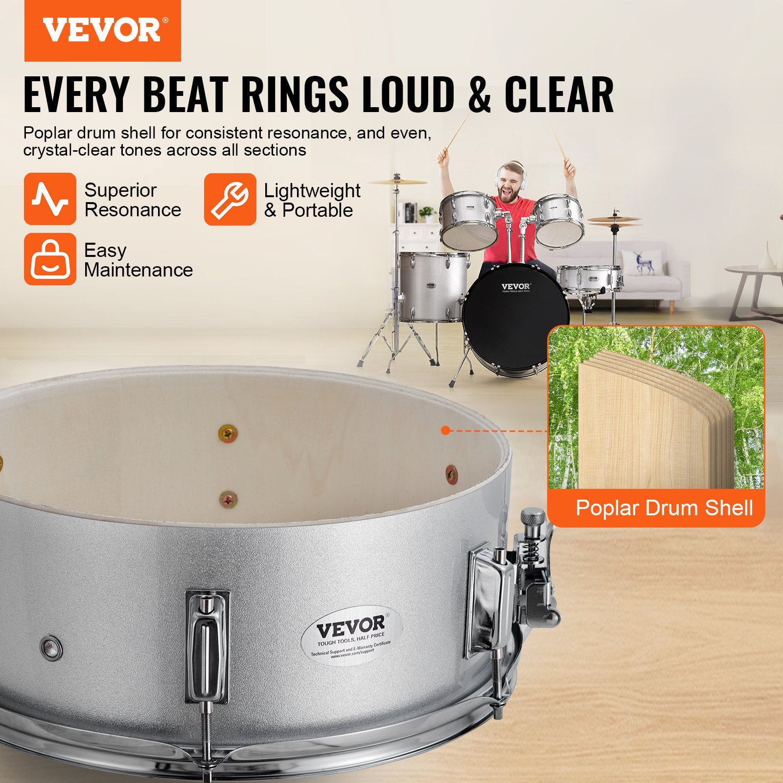 Vevor Adult Drum Set 5-Piece 22