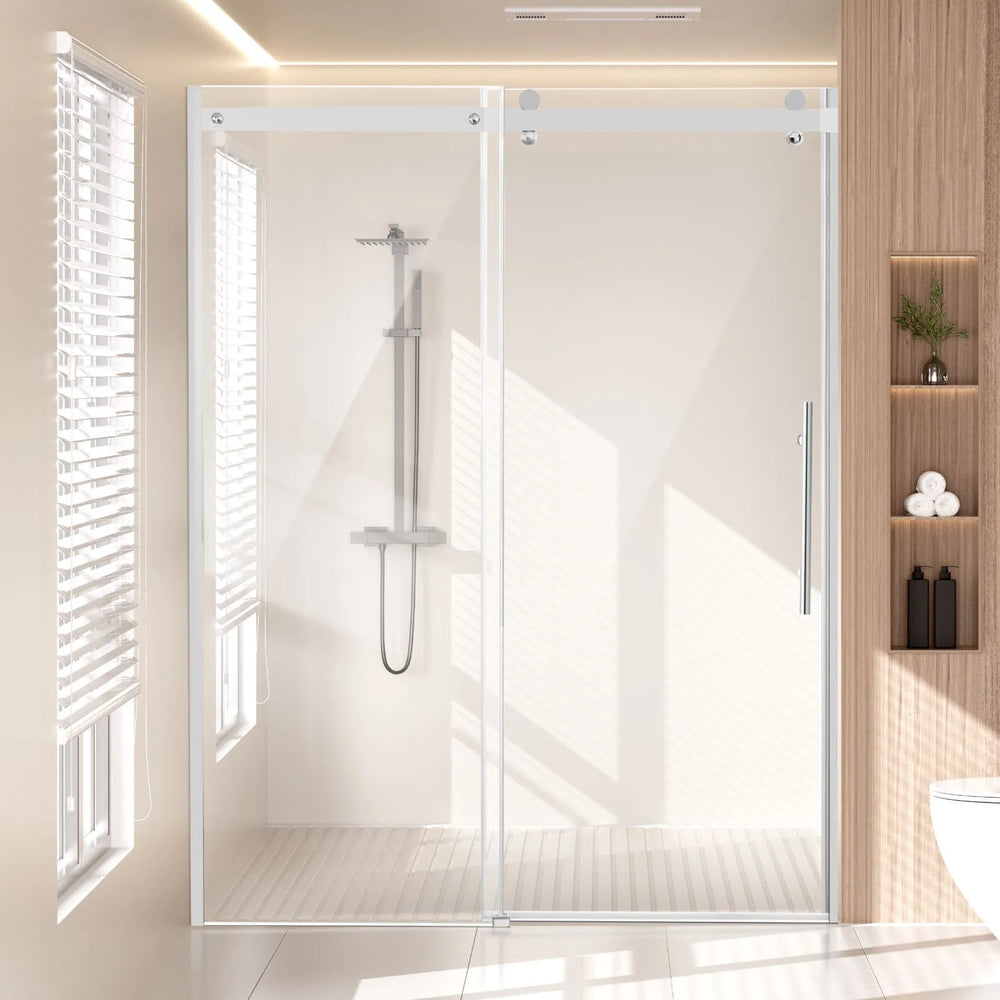 Vevor Frameless Shower Sliding Door 58-59 W x 75 H inch Tempered Glass Chrome New