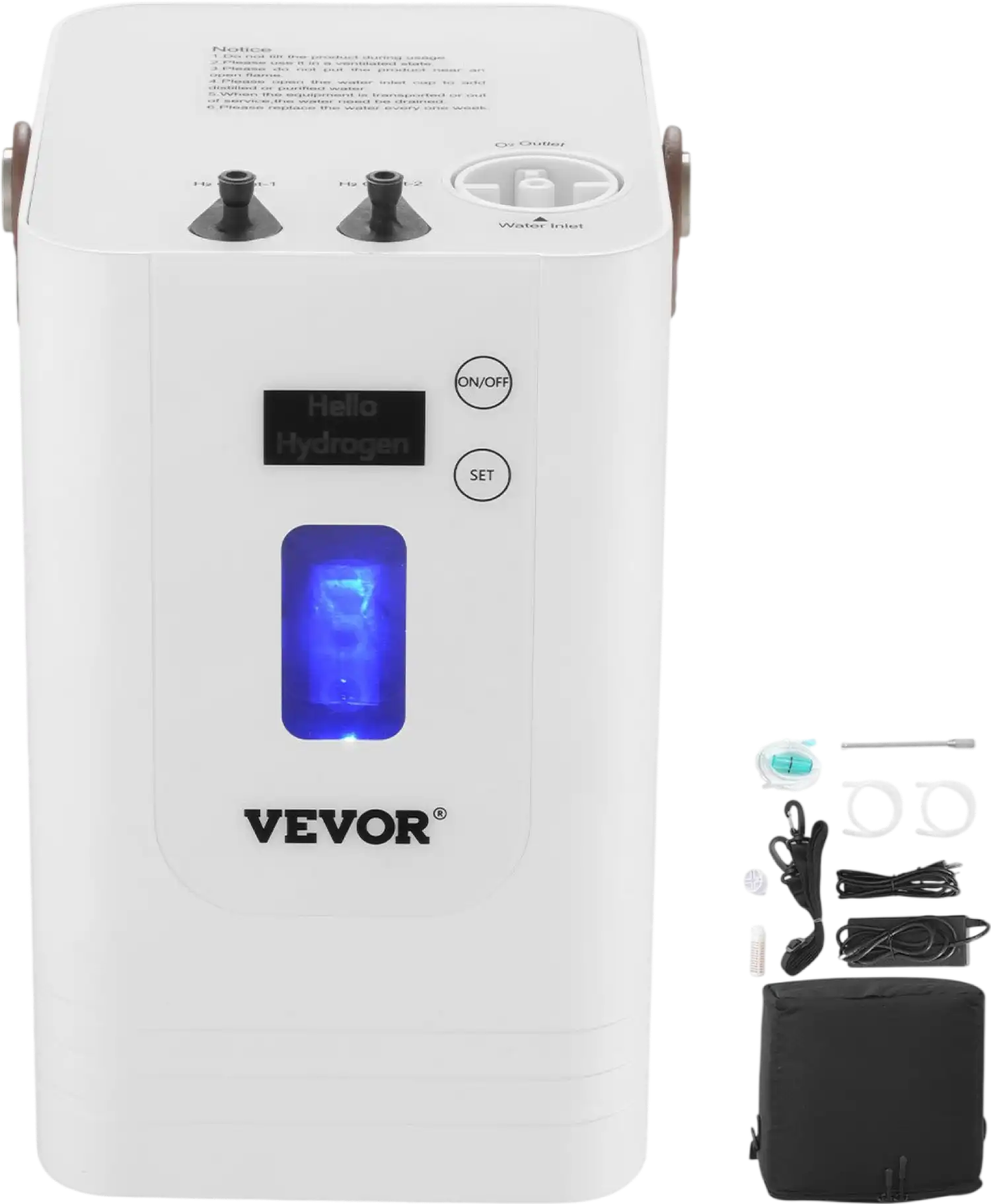 Vevor Hydrogen Inhalation Machine 99.99% High Purity 450ml/min 3-Ports New