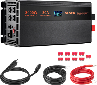 Vevor Battery Backup System 3000W LCD Auto Switches to Battery Inverter New