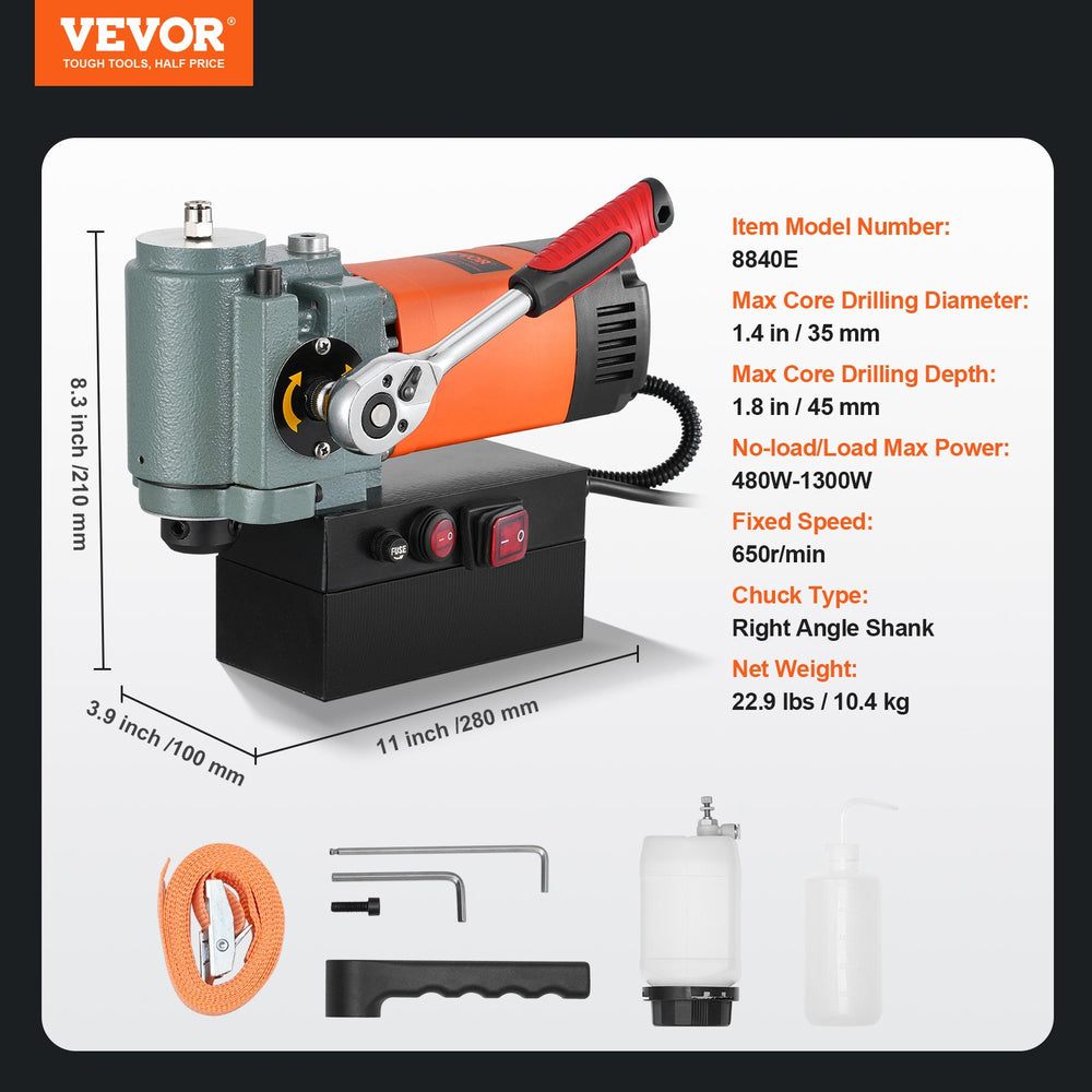 Vevor Magnetic Drill Press Low Profile Portable 1300W New