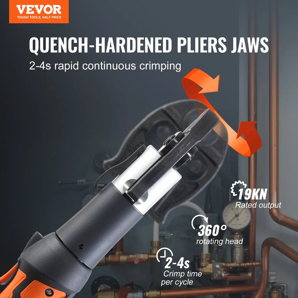 Vevor Pipe Crimping Kit Pro Press Tool Cordless with 3 Jaw Sizes New