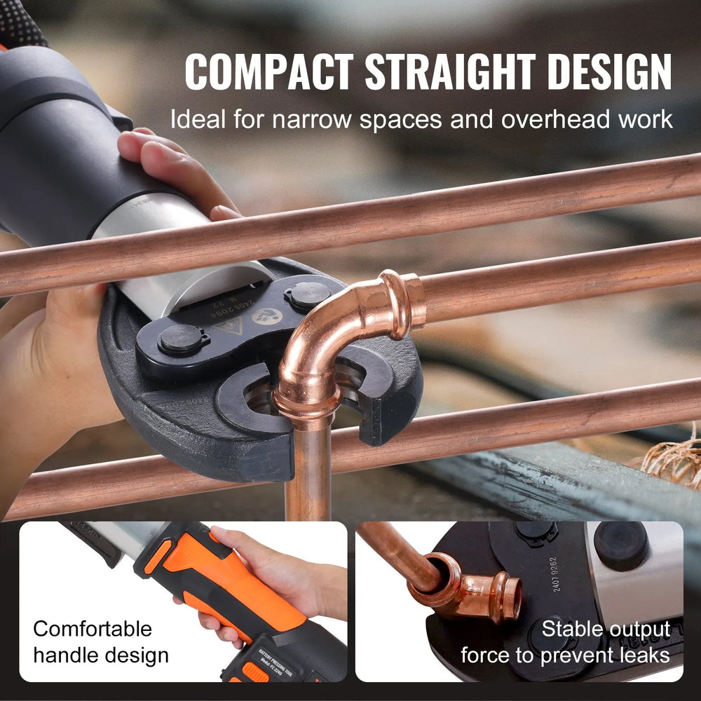 Vevor Pipe Crimping Kit Pro Press Tool Cordless with 3 Jaw Sizes New