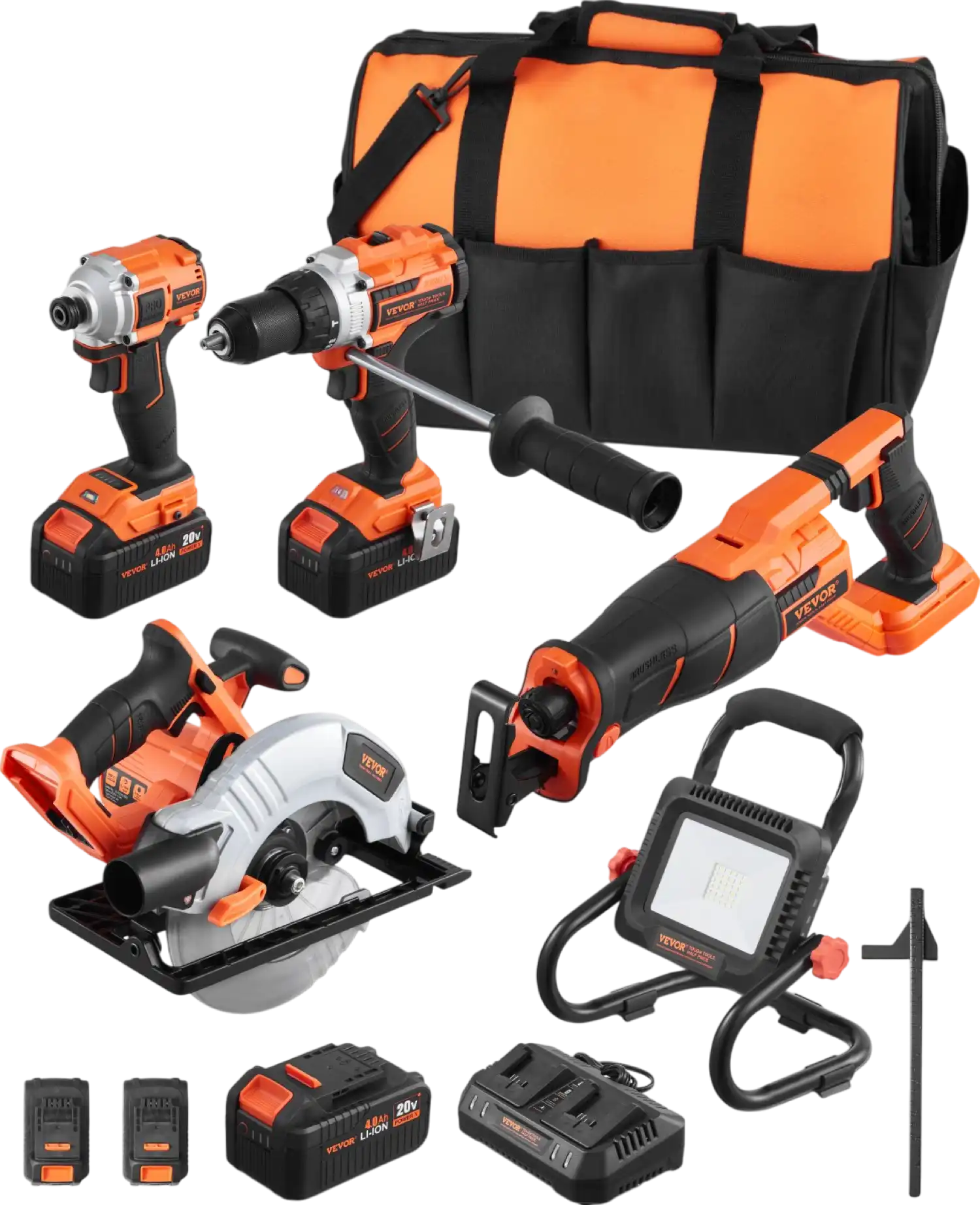 Vevor Power Tool Combo Kit 20V Cordless 5-Piece Set with Batteries New
