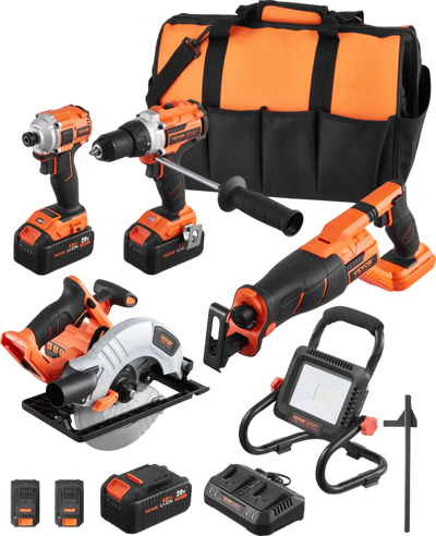 Vevor Power Tool Combo Kit 20V Cordless 5-Piece Set with Batteries New