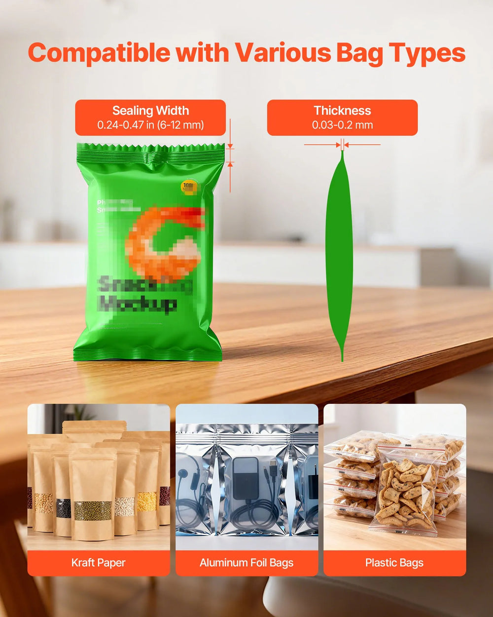 Vevor Continuous Bag Heat Sealing Machine 0.24-.47 Width Ink Printing Adjustable Speed New