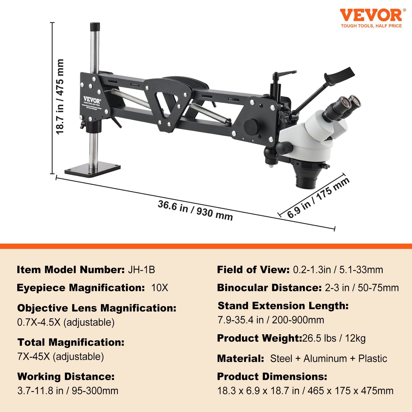 Vevor Multi-Directional Microscope with Ball Vise
