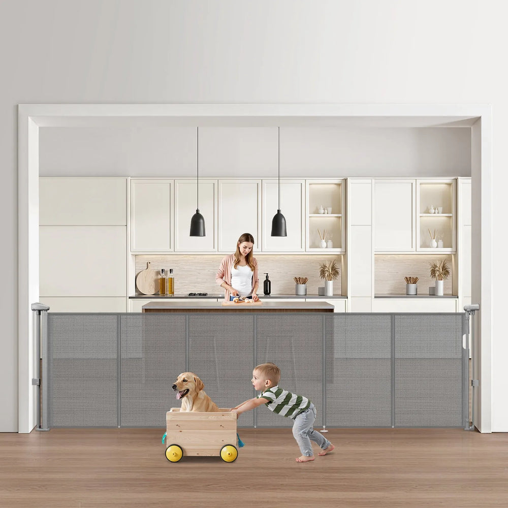 Vevor Retractable Baby Gate 34" x 110" Gray New