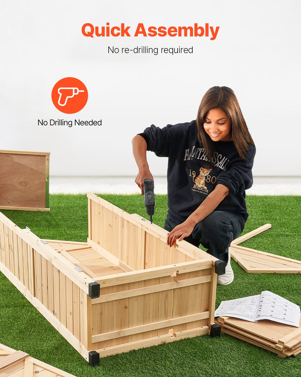 Vevor Outdoor Storage Shed Wooden Waterproof 28" x 63" with Sloping Roof New