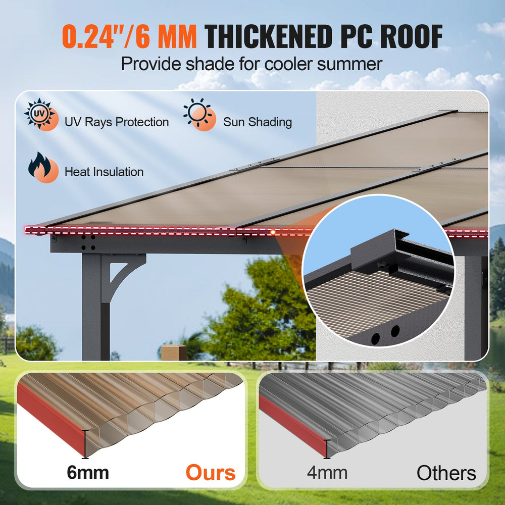 Vevor Lean-To Gazebo for Patio 10' x 10' Hard Top Pergola Aluminum Frame New