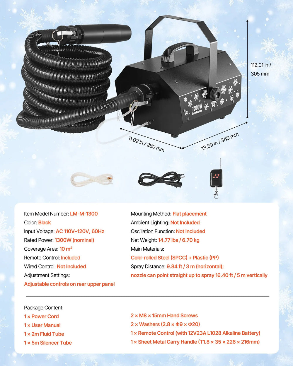 Snow Way Remote Vevor Snow Machine 1300W Portable Wireless Remote Control New – FactoryPure