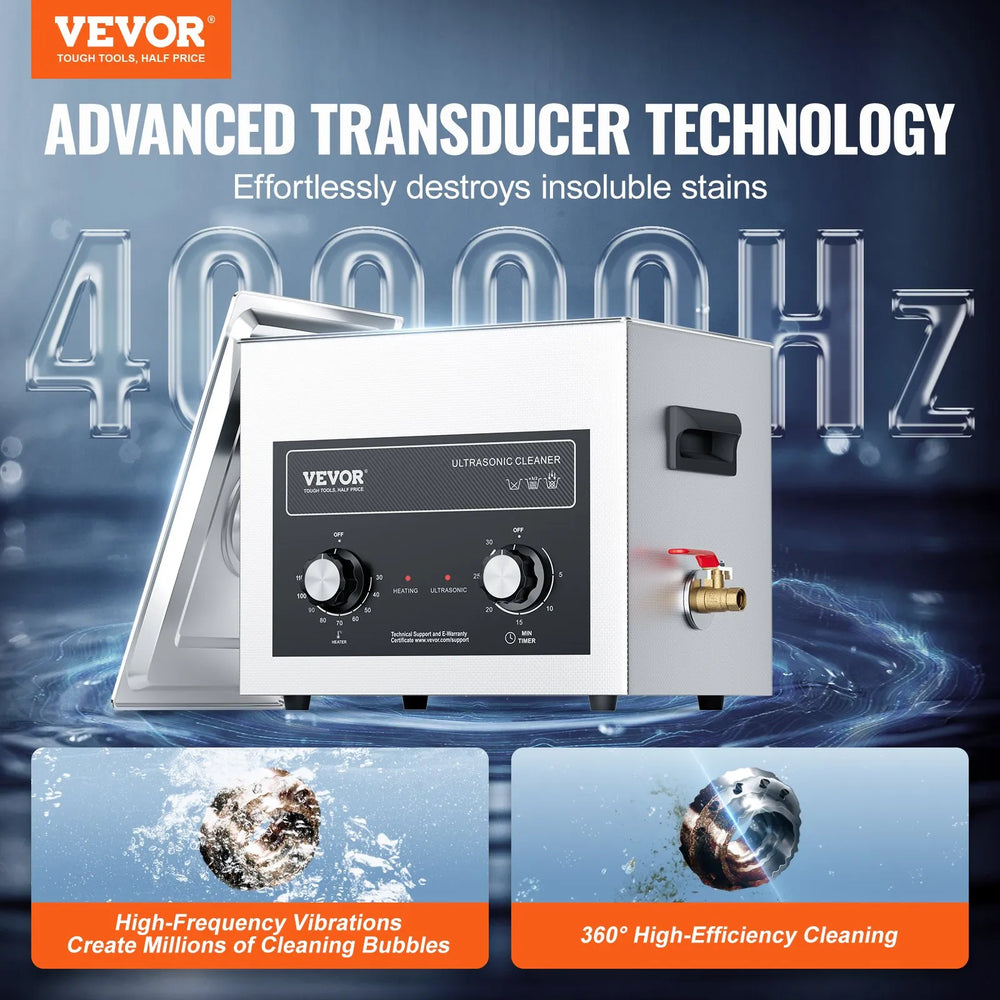 Vevor Ultrasonic Cleaner 10L with Heater and Timer 40kHz 240W New