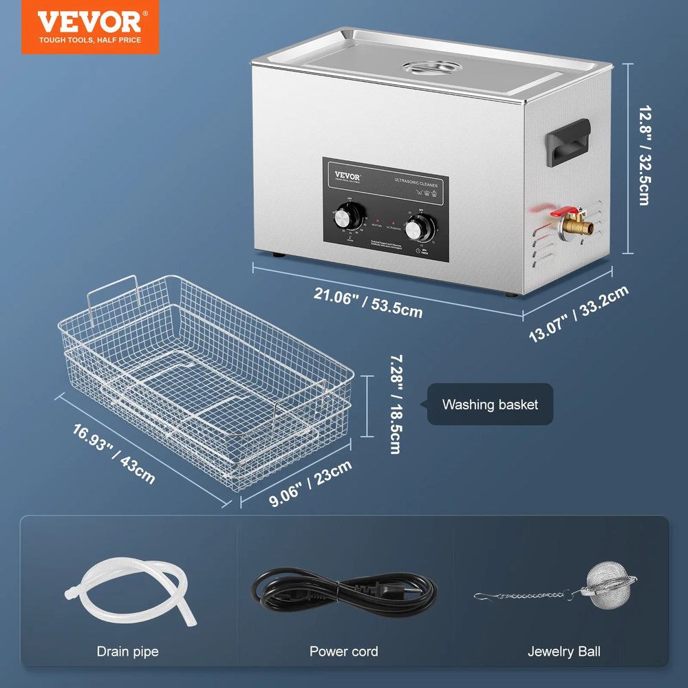Vevor Ultrasonic Cleaner 30L with 500W Heater and Timer 40kHz 600W New