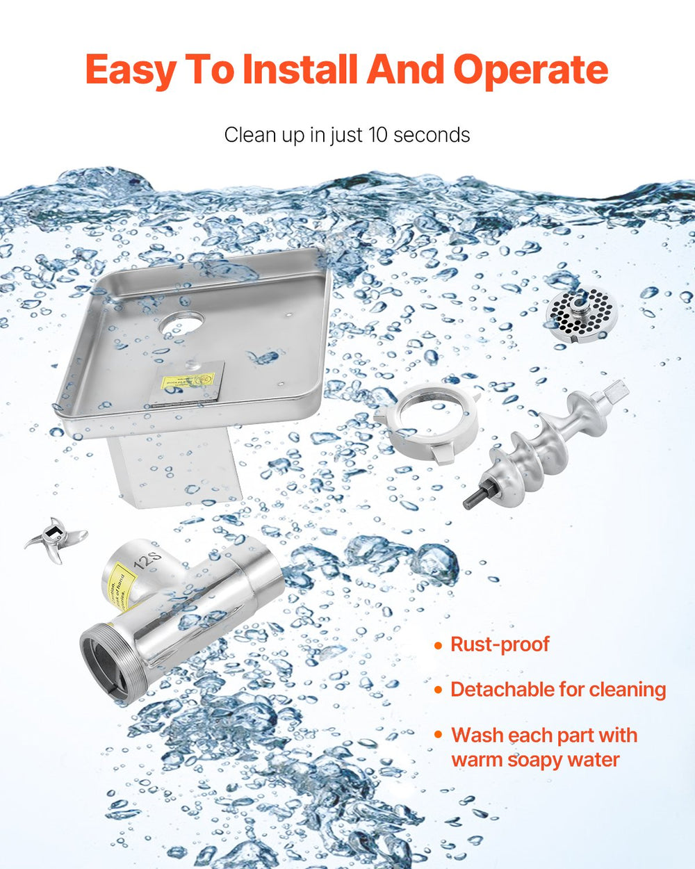 Vevor Commercial Meat Grinder Slicer Sausage Stuffer 11 Lbs/Min 700W New