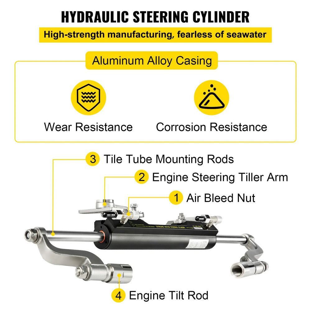Vevor Hydraulic Outboard Steering Kit 300 HP with Helm Pump for Yamaha Honda Suzuki New